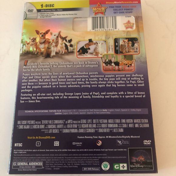 2 for $10 🎁 NWT Disney Beverly Hills Chihuahua 2 DVD - Picture 2 of 3